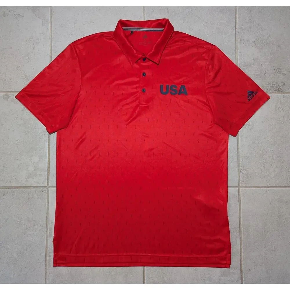 Adidas Men's Medium USA Olympic Golf UPF 50 Ultimate 365 Polo Shirt Red